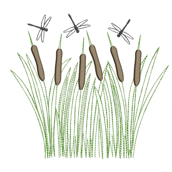 Cattail Embroidery Design 2 - Sketch Embroidery Pattern