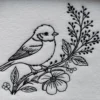 Wildlife embroidery design - bird on a branch sketch design 1 Wildlife embroidery design - bird on a branch sketch design 1