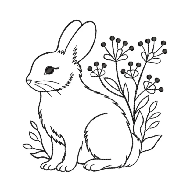 Bunny sketch embroidery design 1 11