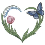 Spring Heart Embroidery Design - Floral Pattern