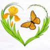 Spring Floral Heart Embroidery Design - Iris Pattern