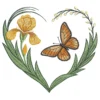 Wildlife heart embroidery design 3 - spring flowers pattern