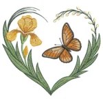 Spring Floral Heart Embroidery Design - Iris Pattern